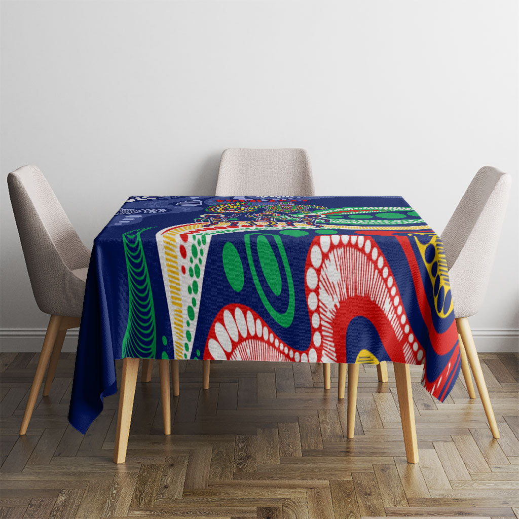 Personalized 60th Birthday Aboriginal Art Tablecloth Indigenous Sea Turtle Dot Painting Cultural Dancing
