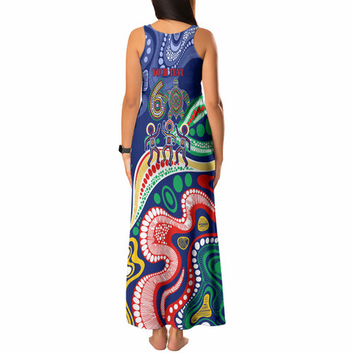 Personalized 60th Birthday Aboriginal Art Tank Maxi Dress Indigenous Sea Turtle Dot Painting Cultural Dancing