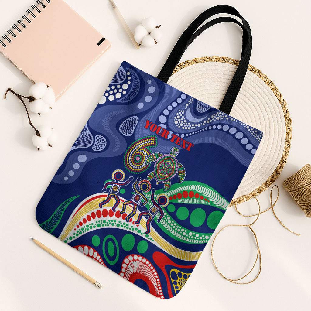 Personalized 60th Birthday Aboriginal Art Tote Bag Indigenous Sea Turtle Dot Painting Cultural Dancing