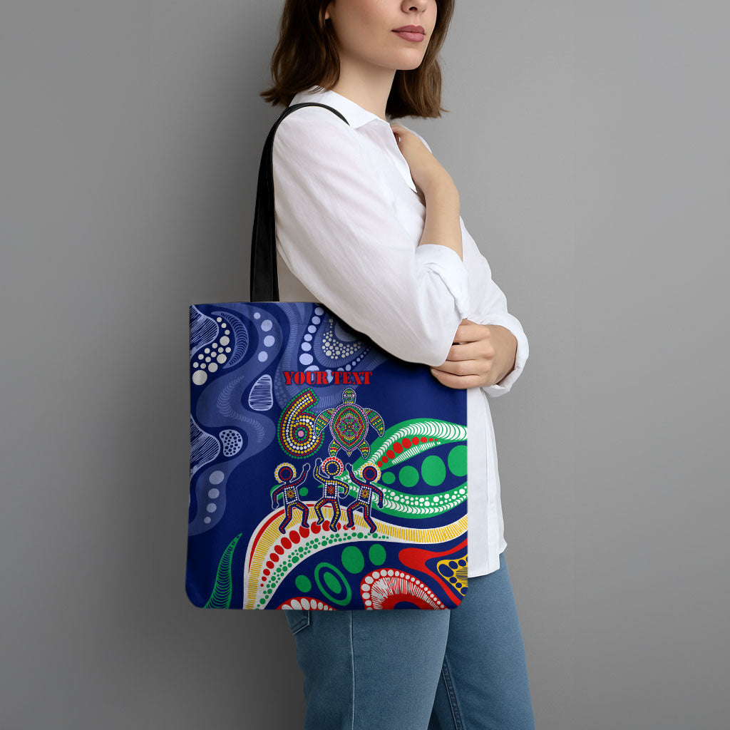 Personalized 60th Birthday Aboriginal Art Tote Bag Indigenous Sea Turtle Dot Painting Cultural Dancing