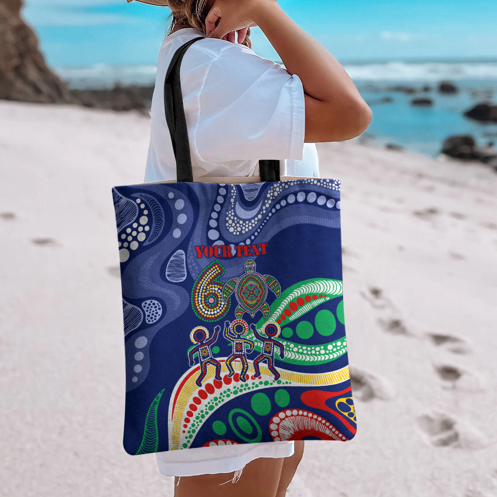 Personalized 60th Birthday Aboriginal Art Tote Bag Indigenous Sea Turtle Dot Painting Cultural Dancing