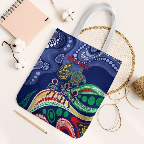Personalized 60th Birthday Aboriginal Art Tote Bag Indigenous Sea Turtle Dot Painting Cultural Dancing