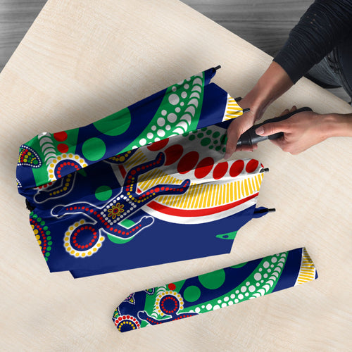 Personalized 60th Birthday Aboriginal Art Umbrella Indigenous Sea Turtle Dot Painting Cultural Dancing
