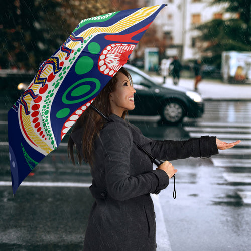 Personalized 60th Birthday Aboriginal Art Umbrella Indigenous Sea Turtle Dot Painting Cultural Dancing