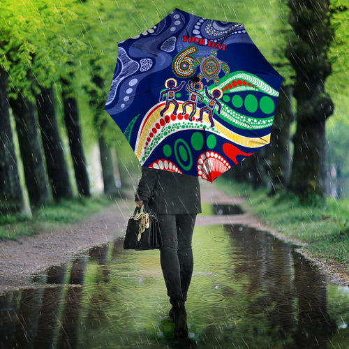 Personalized 60th Birthday Aboriginal Art Umbrella Indigenous Sea Turtle Dot Painting Cultural Dancing