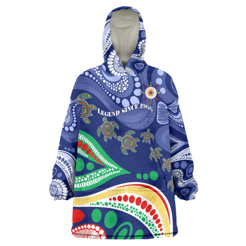 Personalized 60th Birthday Aboriginal Art Wearable Blanket Hoodie Indigenous Sea Turtle Dot Painting Cultural Dancing
