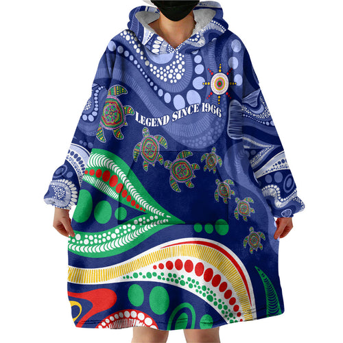 Personalized 60th Birthday Aboriginal Art Wearable Blanket Hoodie Indigenous Sea Turtle Dot Painting Cultural Dancing