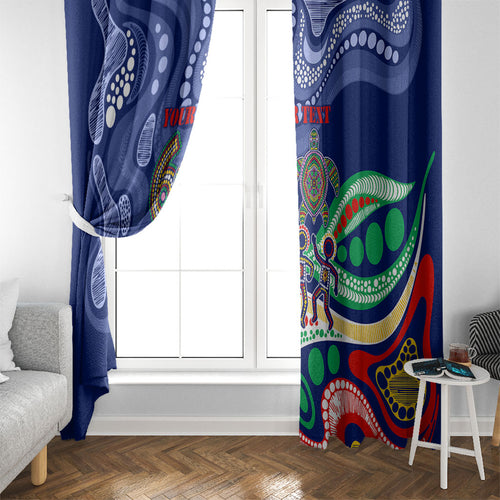 Personalized 60th Birthday Aboriginal Art Window Curtain Indigenous Sea Turtle Dot Painting Cultural Dancing