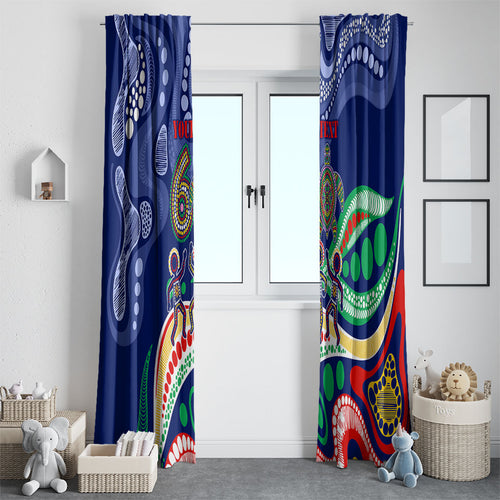 Personalized 60th Birthday Aboriginal Art Window Curtain Indigenous Sea Turtle Dot Painting Cultural Dancing