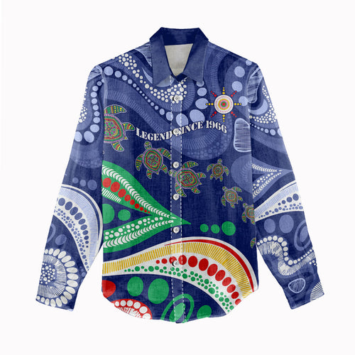 Personalized 60th Birthday Aboriginal Art Women Casual Shirt Indigenous Sea Turtle Dot Painting Cultural Dancing
