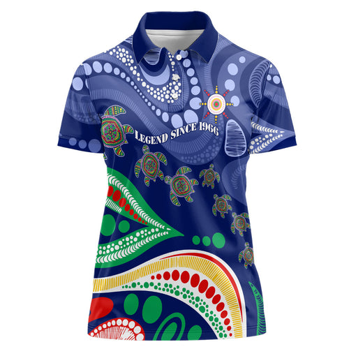 Personalized 60th Birthday Aboriginal Art Women Polo Shirt Indigenous Sea Turtle Dot Painting Cultural Dancing