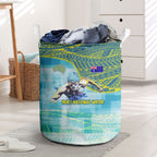 Australia Men National Water Polo Team Laundry Basket Aboriginal Dot Art Style Patriotic Aquatic Sport
