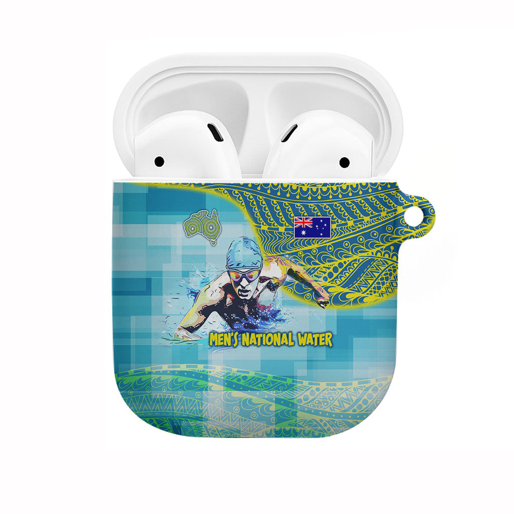 Australia Men National Water Polo Team AirPods Case Aboriginal Dot Art Style Patriotic Aquatic Sport
