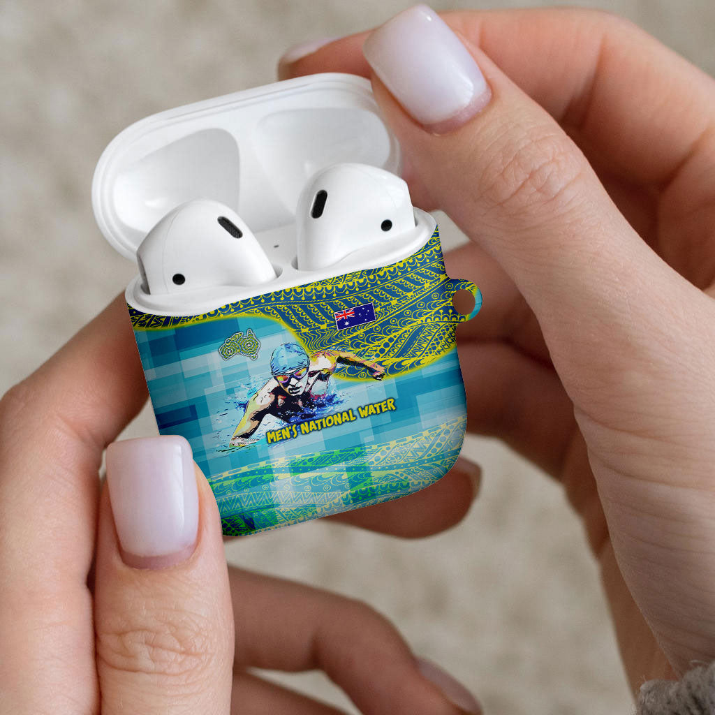 Australia Men National Water Polo Team AirPods Case Aboriginal Dot Art Style Patriotic Aquatic Sport