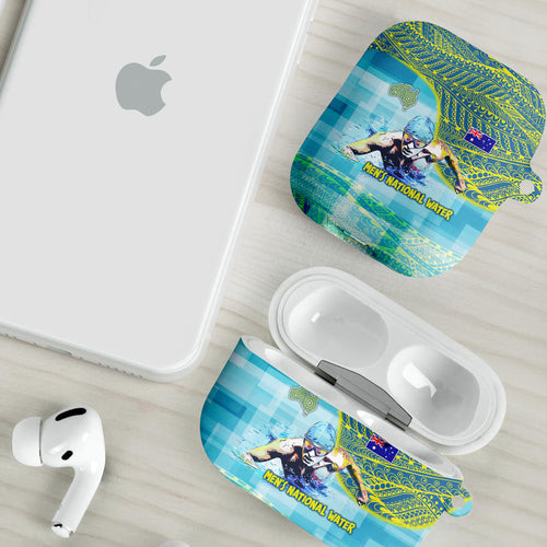 Australia Men National Water Polo Team AirPods Case Aboriginal Dot Art Style Patriotic Aquatic Sport