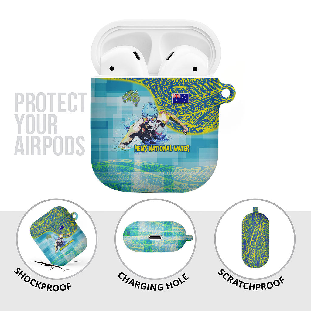 Australia Men National Water Polo Team AirPods Case Aboriginal Dot Art Style Patriotic Aquatic Sport
