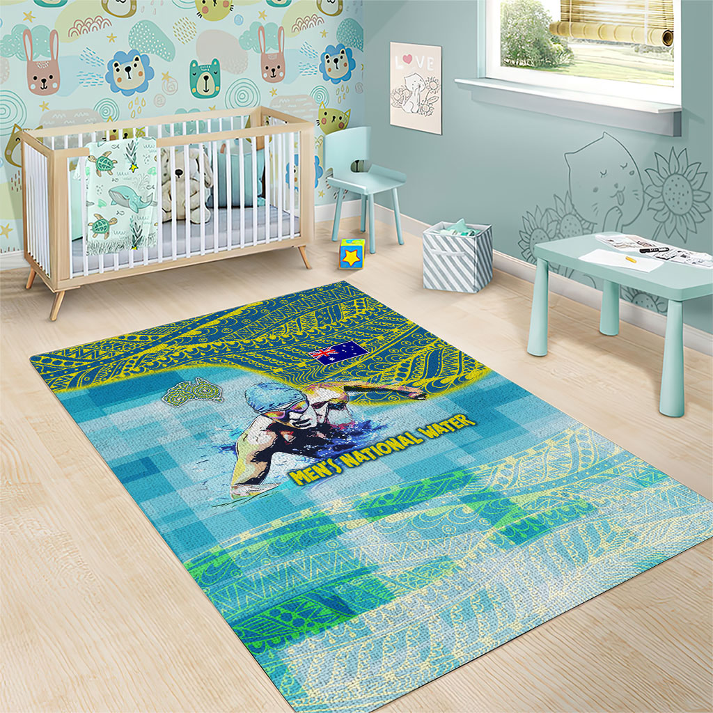 Australia Men National Water Polo Team Area Rug Aboriginal Dot Art Style Patriotic Aquatic Sport