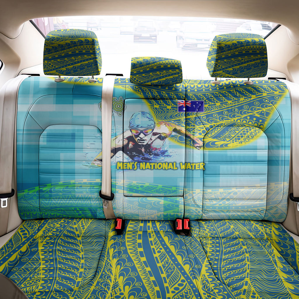 Australia Men National Water Polo Team Back Car Seat Cover Aboriginal Dot Art Style Patriotic Aquatic Sport
