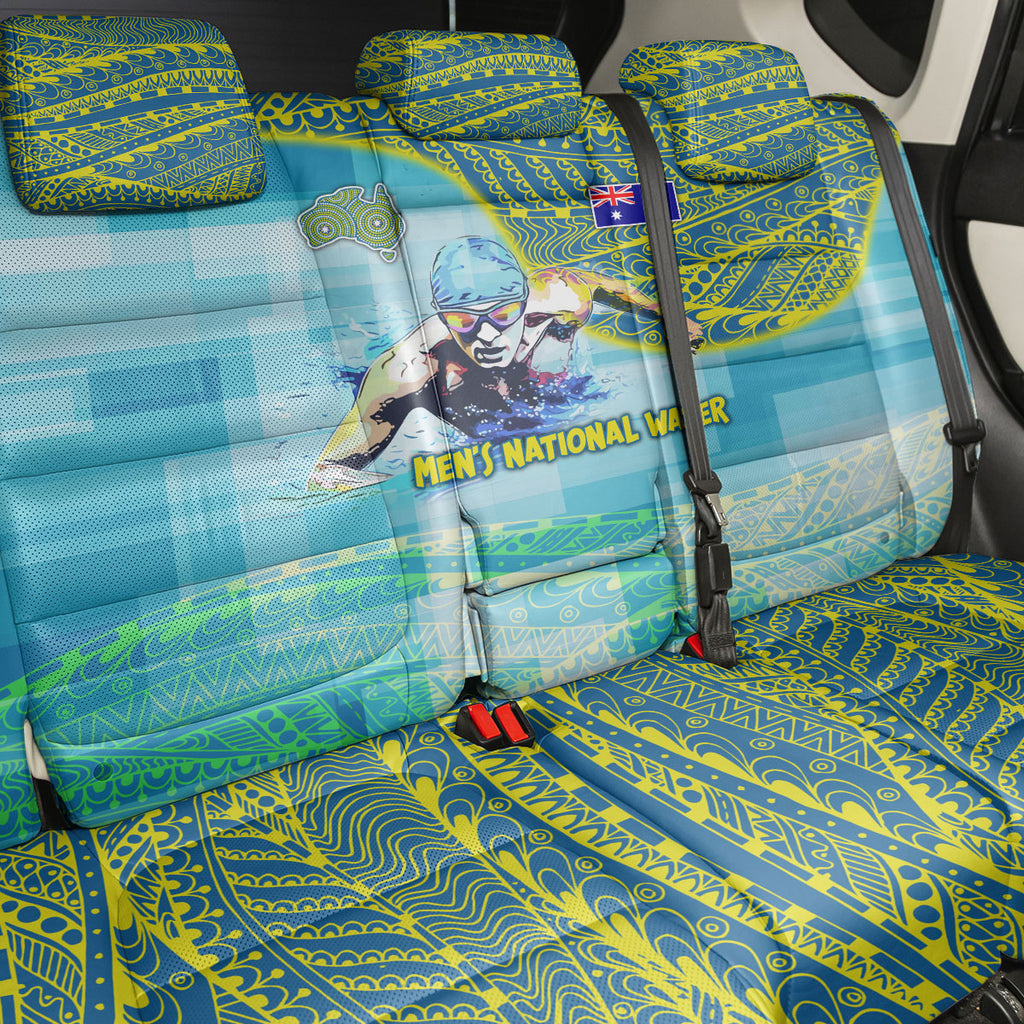 Australia Men National Water Polo Team Back Car Seat Cover Aboriginal Dot Art Style Patriotic Aquatic Sport