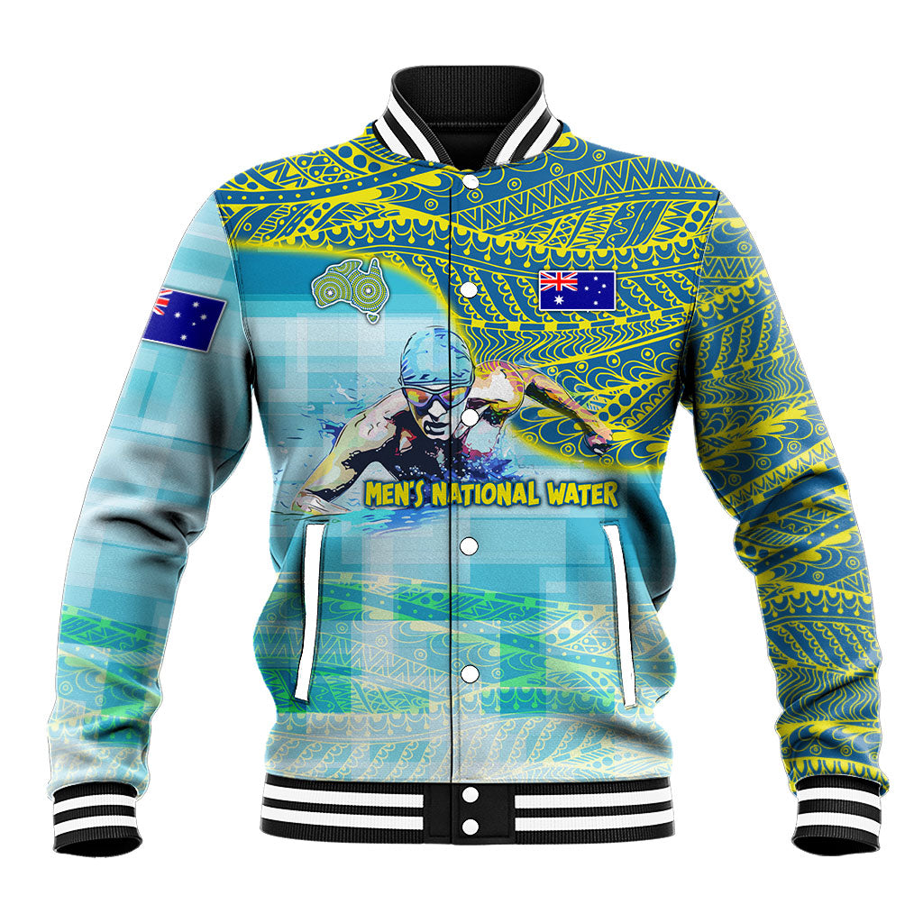 Australia Men National Water Polo Team Baseball Jacket Aboriginal Dot Art Style Patriotic Aquatic Sport