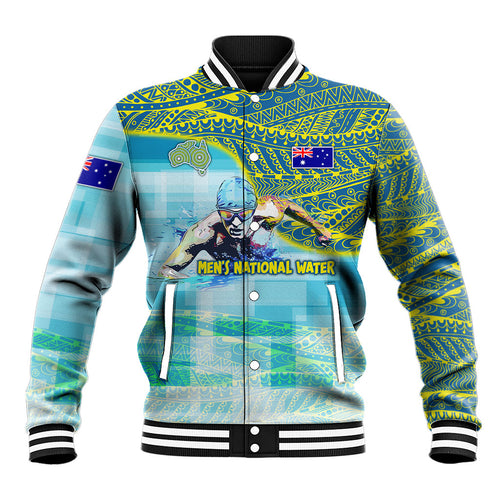 Australia Men National Water Polo Team Baseball Jacket Aboriginal Dot Art Style Patriotic Aquatic Sport