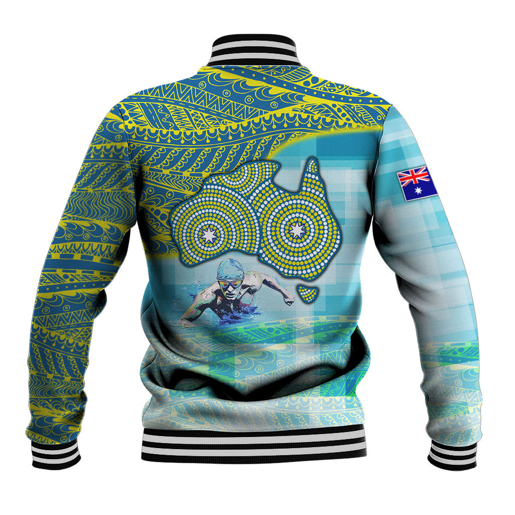 Australia Men National Water Polo Team Baseball Jacket Aboriginal Dot Art Style Patriotic Aquatic Sport
