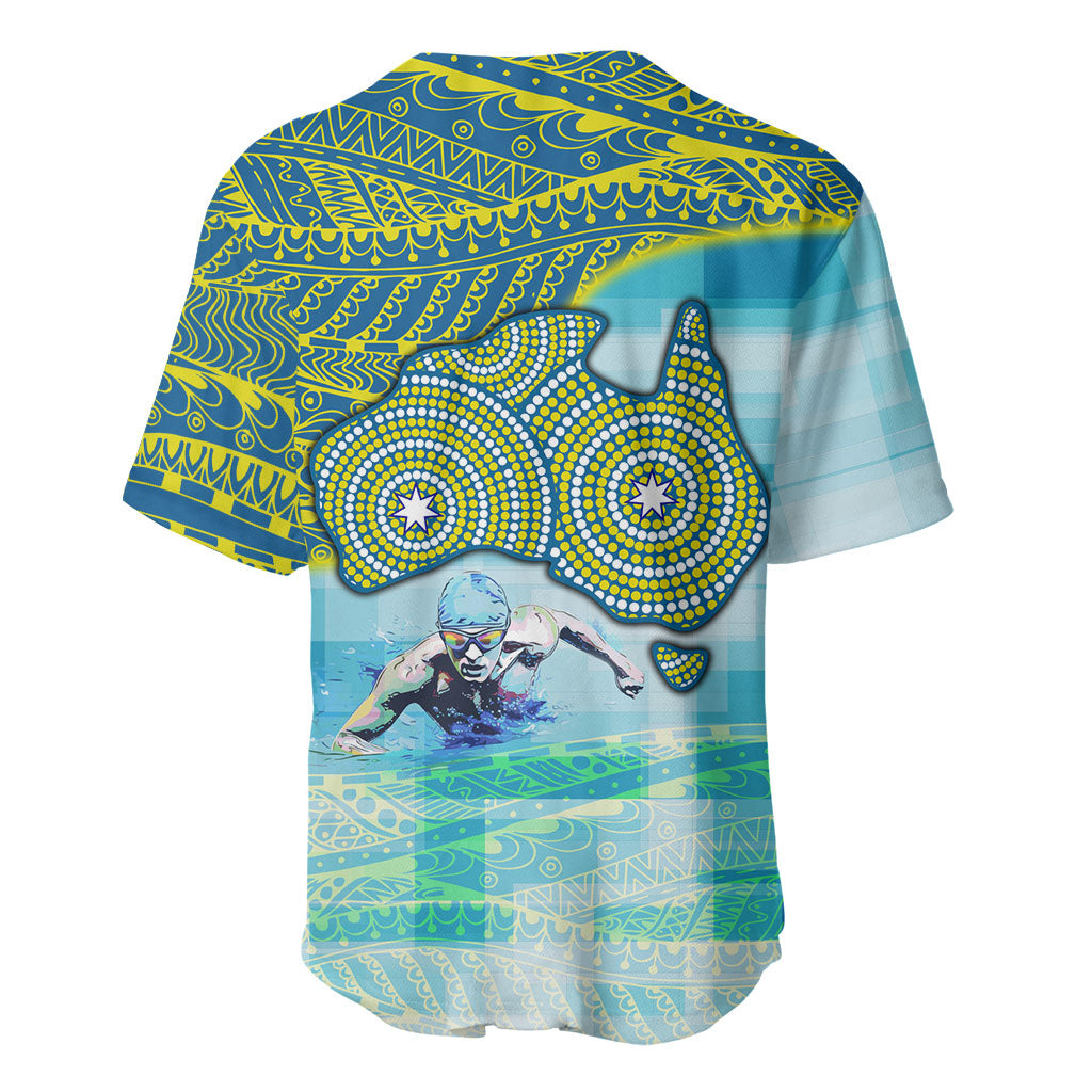 Australia Men National Water Polo Team Baseball Jersey Aboriginal Dot Art Style Patriotic Aquatic Sport