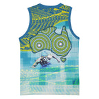 Australia Men National Water Polo Team Basketball Jersey Aboriginal Dot Art Style Patriotic Aquatic Sport