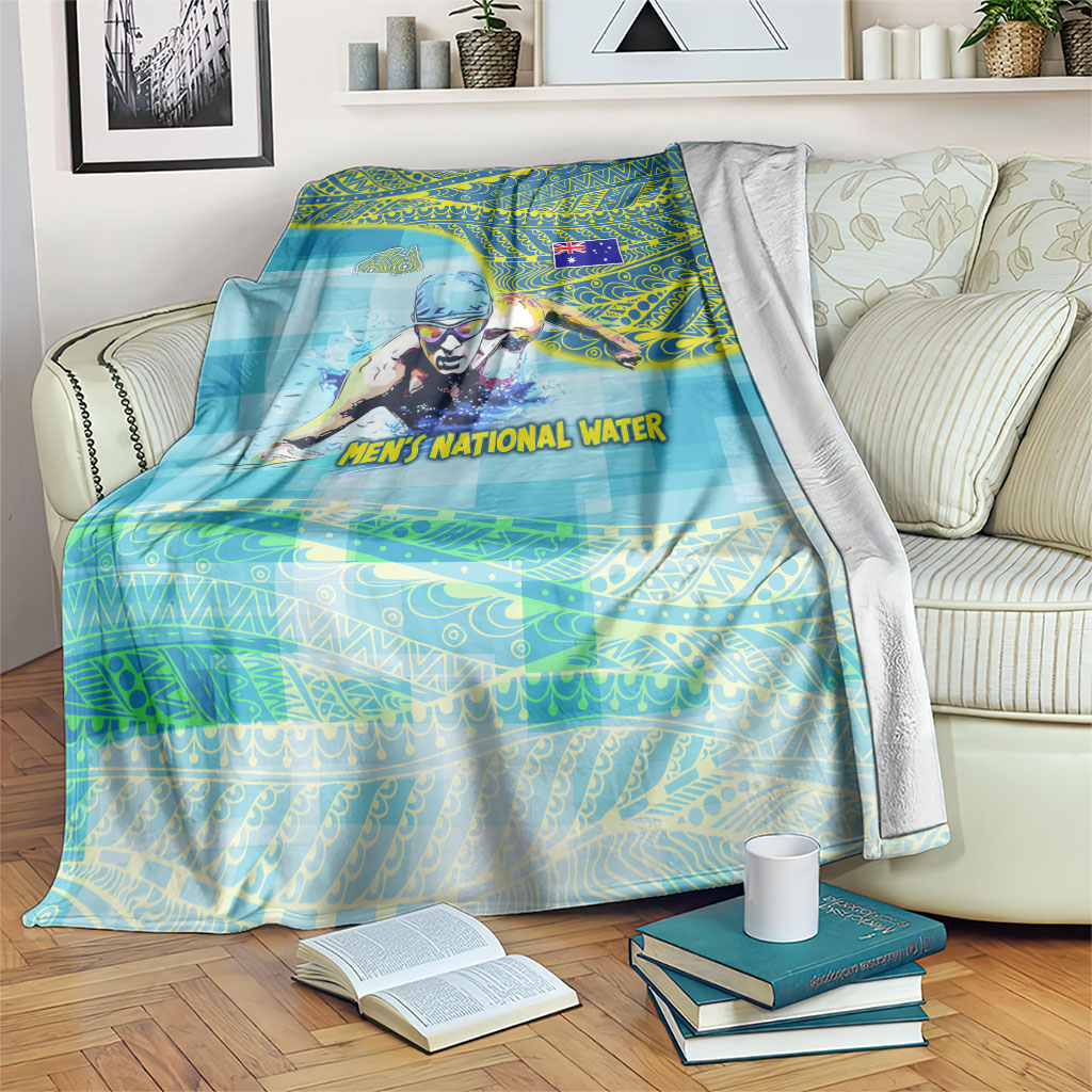 Australia Men National Water Polo Team Blanket Aboriginal Dot Art Style Patriotic Aquatic Sport