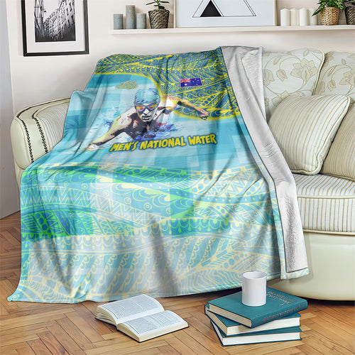 Australia Men National Water Polo Team Blanket Aboriginal Dot Art Style Patriotic Aquatic Sport