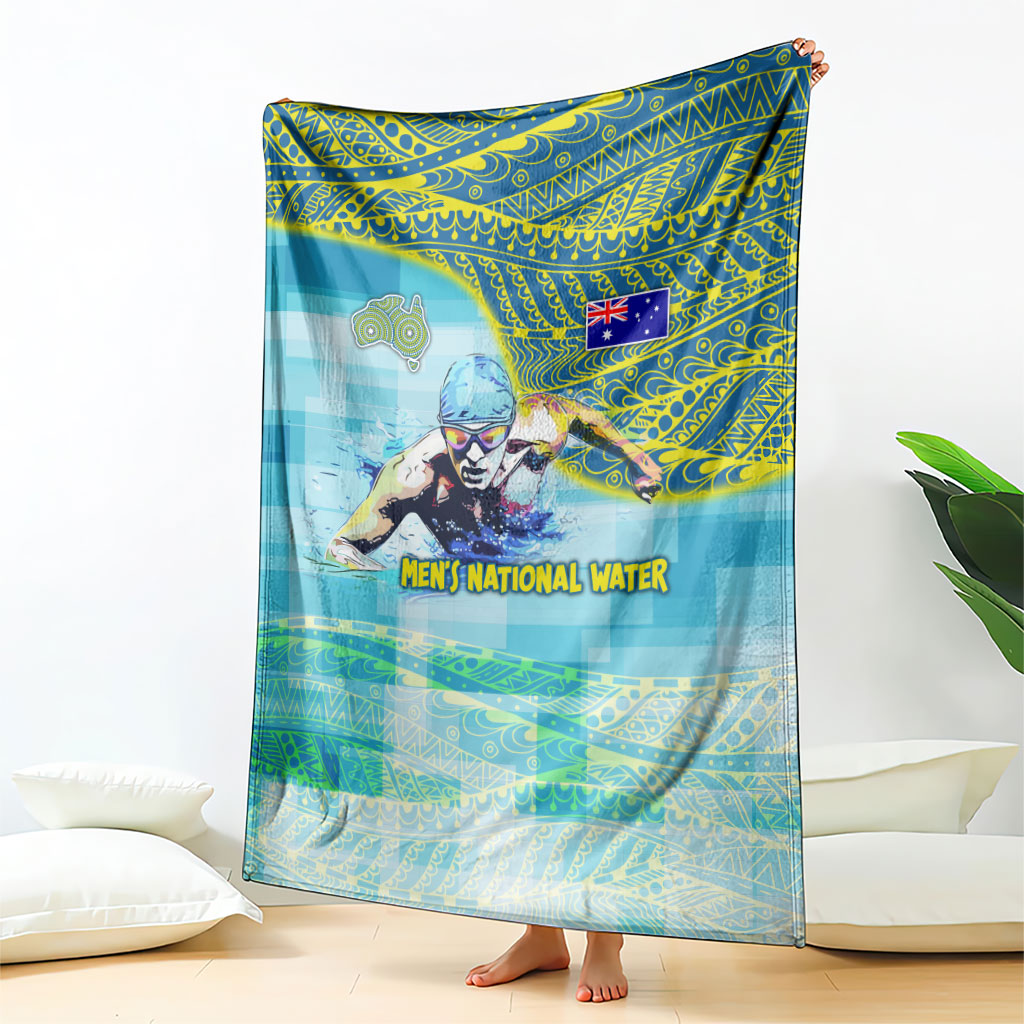 Australia Men National Water Polo Team Blanket Aboriginal Dot Art Style Patriotic Aquatic Sport