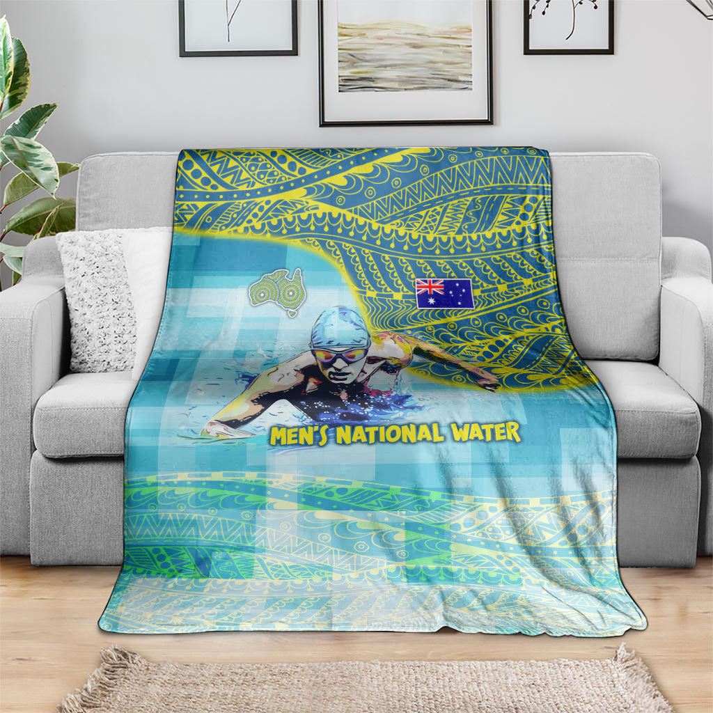Australia Men National Water Polo Team Blanket Aboriginal Dot Art Style Patriotic Aquatic Sport