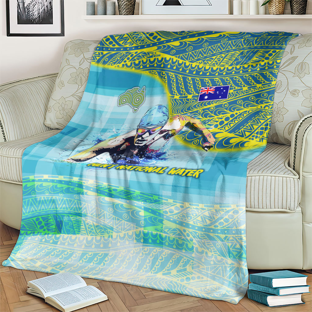 Australia Men National Water Polo Team Blanket Aboriginal Dot Art Style Patriotic Aquatic Sport