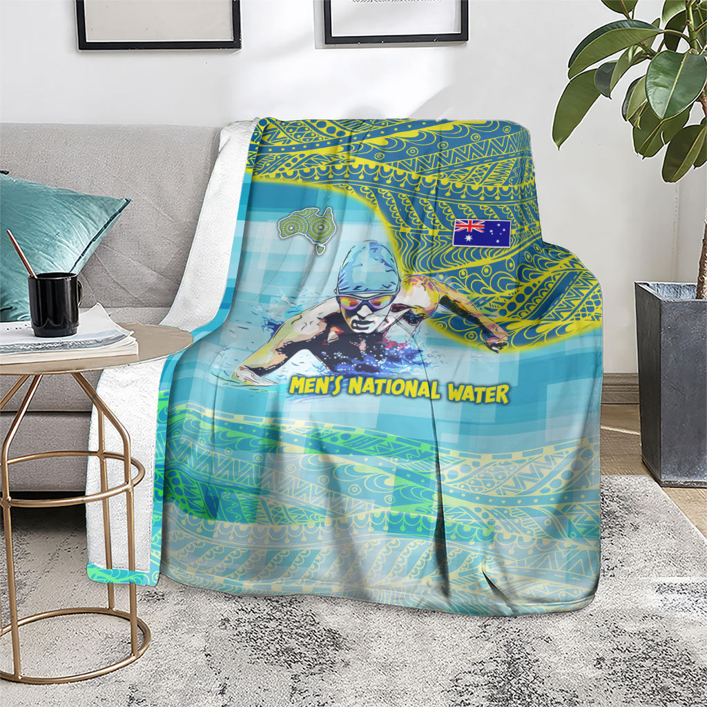 Australia Men National Water Polo Team Blanket Aboriginal Dot Art Style Patriotic Aquatic Sport