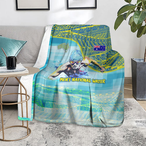 Australia Men National Water Polo Team Blanket Aboriginal Dot Art Style Patriotic Aquatic Sport