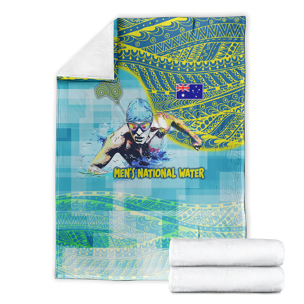 Australia Men National Water Polo Team Blanket Aboriginal Dot Art Style Patriotic Aquatic Sport