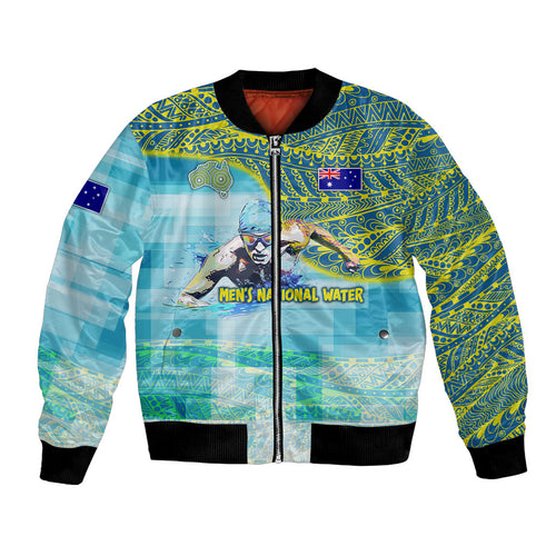 Australia Men National Water Polo Team Bomber Jacket Aboriginal Dot Art Style Patriotic Aquatic Sport