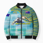 Australia Men National Water Polo Team Bomber Puffer Jacket Aboriginal Dot Art Style Patriotic Aquatic Sport