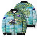Australia Men National Water Polo Team Bomber Puffer Jacket Aboriginal Dot Art Style Patriotic Aquatic Sport