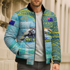 Australia Men National Water Polo Team Bomber Puffer Jacket Aboriginal Dot Art Style Patriotic Aquatic Sport