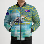 Australia Men National Water Polo Team Bomber Puffer Jacket Aboriginal Dot Art Style Patriotic Aquatic Sport