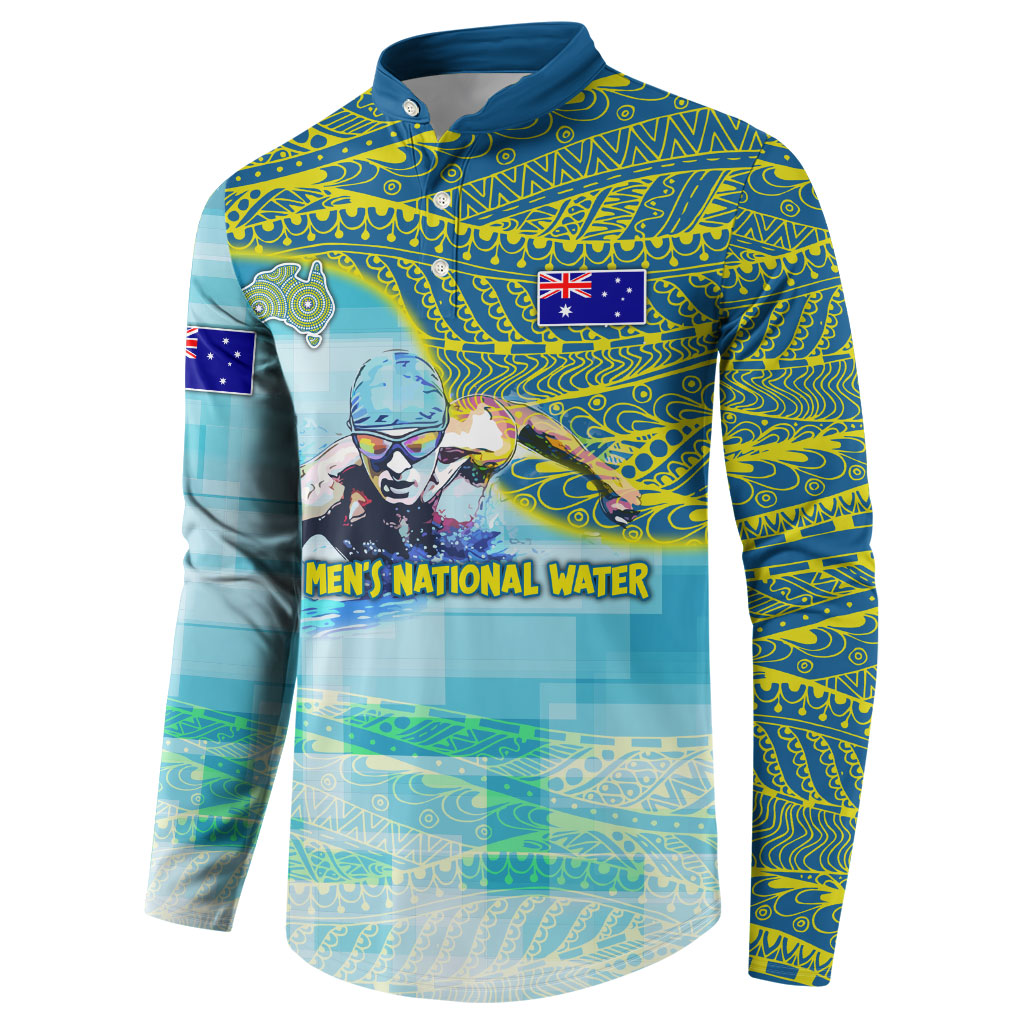 Australia Men National Water Polo Team Button Sweatshirt Aboriginal Dot Art Style Patriotic Aquatic Sport