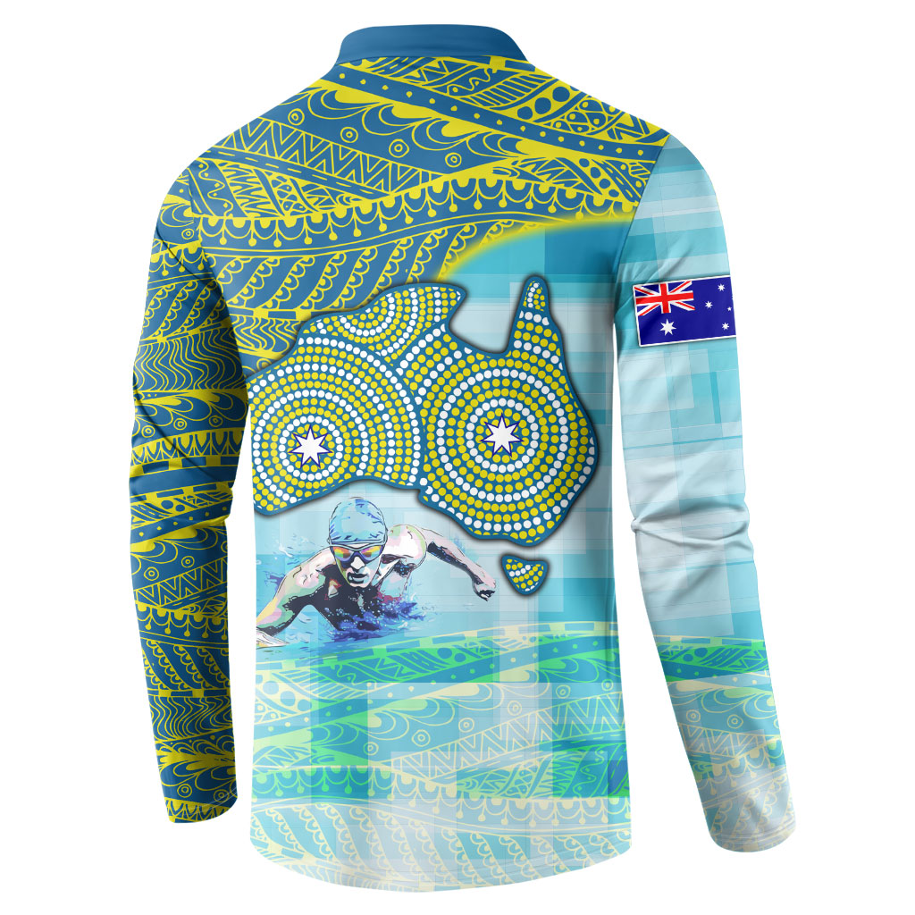 Australia Men National Water Polo Team Button Sweatshirt Aboriginal Dot Art Style Patriotic Aquatic Sport