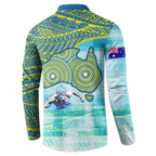 Australia Men National Water Polo Team Button Sweatshirt Aboriginal Dot Art Style Patriotic Aquatic Sport