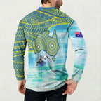 Australia Men National Water Polo Team Button Sweatshirt Aboriginal Dot Art Style Patriotic Aquatic Sport