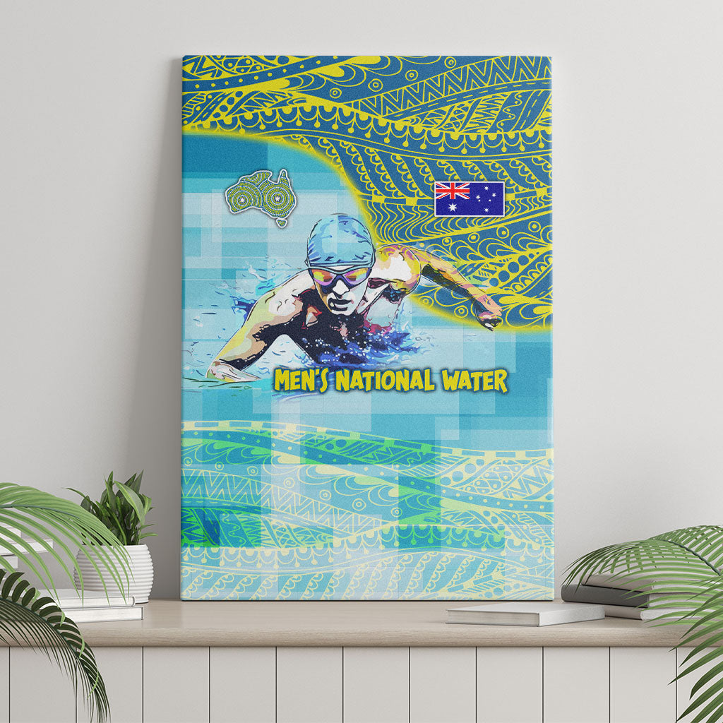 Australia Men National Water Polo Team Canvas Wall Art Aboriginal Dot Art Style Patriotic Aquatic Sport