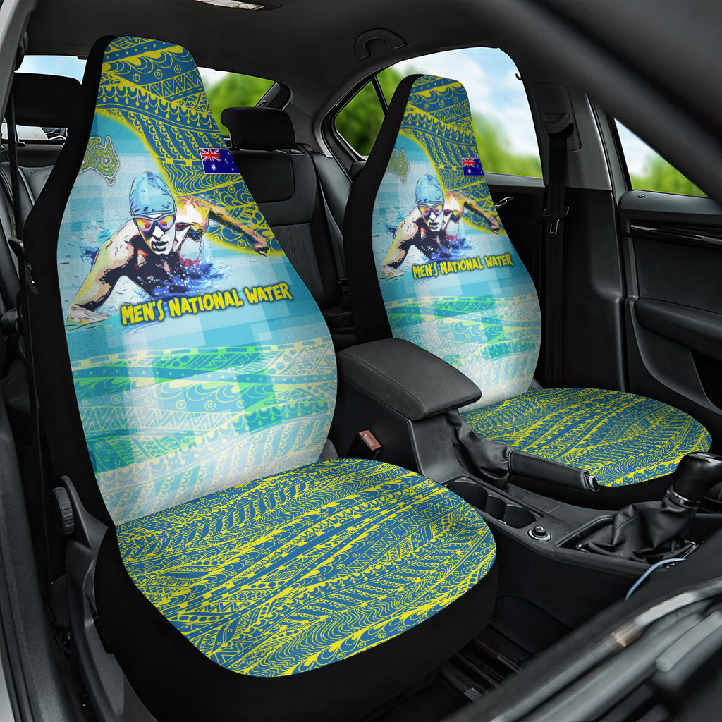 Australia Men National Water Polo Team Car Seat Cover Aboriginal Dot Art Style Patriotic Aquatic Sport