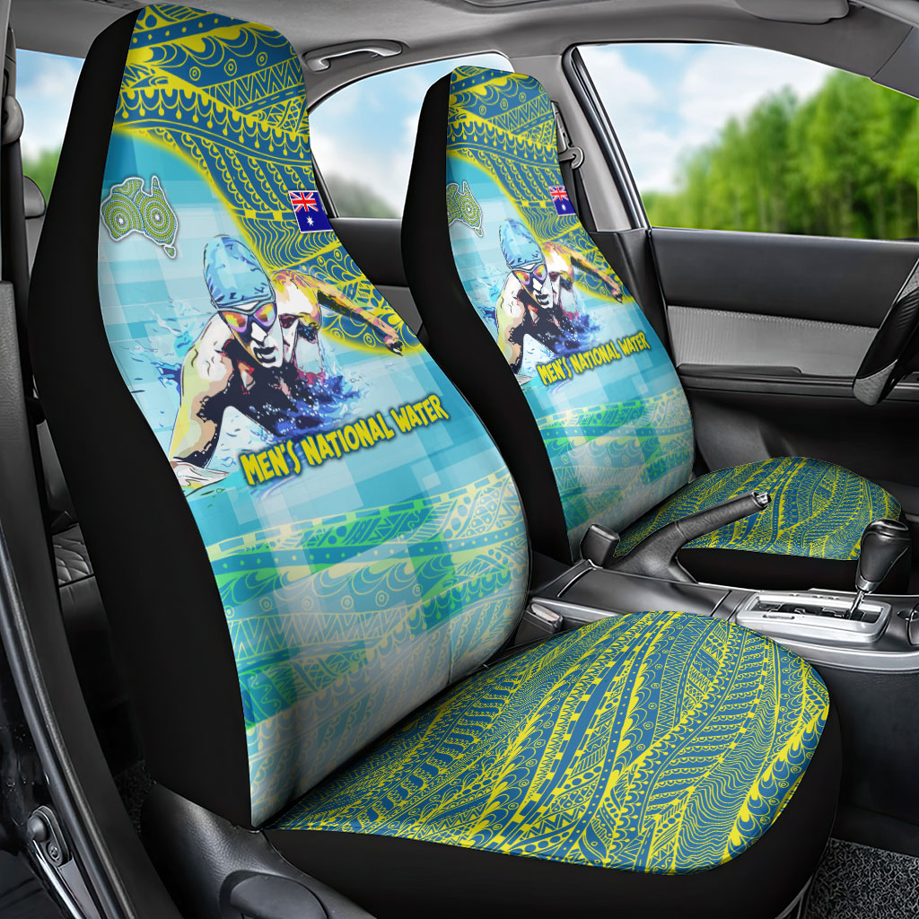 Australia Men National Water Polo Team Car Seat Cover Aboriginal Dot Art Style Patriotic Aquatic Sport