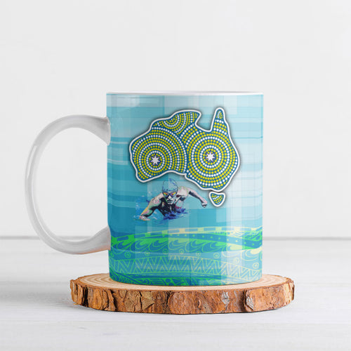 Australia Men National Water Polo Team Ceramic Mug Aboriginal Dot Art Style Patriotic Aquatic Sport