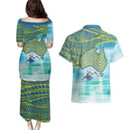 Australia Men National Water Polo Team Couples Matching Puletasi and Hawaiian Shirt Aboriginal Dot Art Style Patriotic Aquatic Sport
